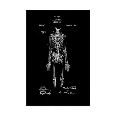 Claire Doherty 'Anatomical Skeleton Patent 1911 Black' Canvas Art,12x19